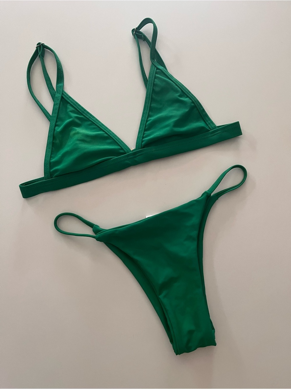 Green Triangle Bikini Set in Solid Green- NWOT, never worn - Size XS or Small